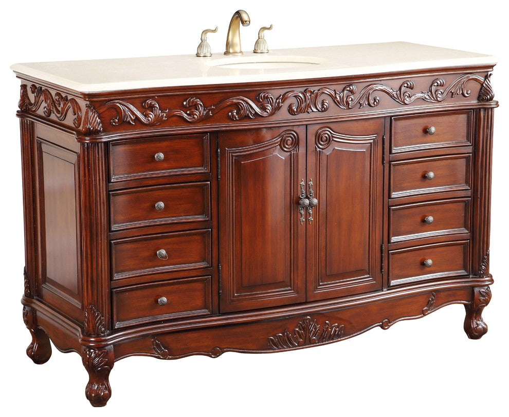 56 inch  Beckham Traditional Brown Bathroom Vanity
