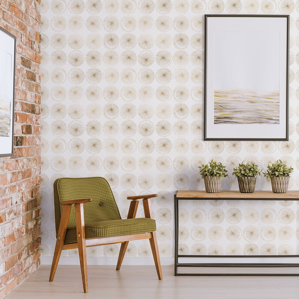 Goodbye Moon Metallic Gold Peel and Stick Wallpaper
