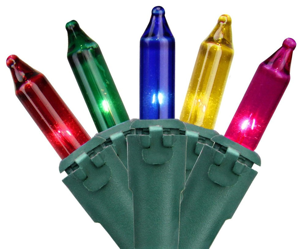 Set of 20 Multi-Color Mini Christmas Lights 2.5" Spacing - Green Wire