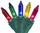 Set of 20 Multi-Color Mini Christmas Lights 2.5" Spacing - Green Wire