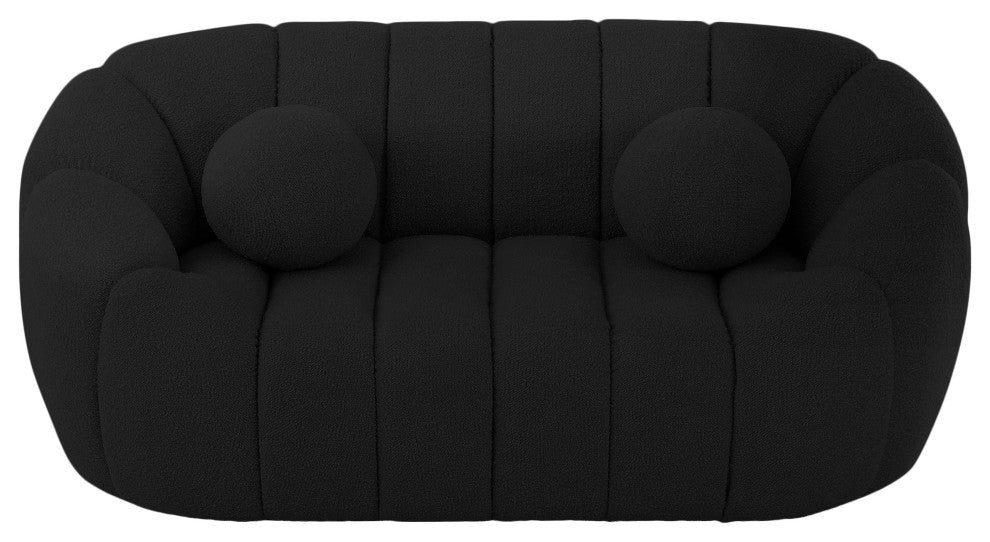 Elijah Boucle Fabric Upholstered Loveseat, Black