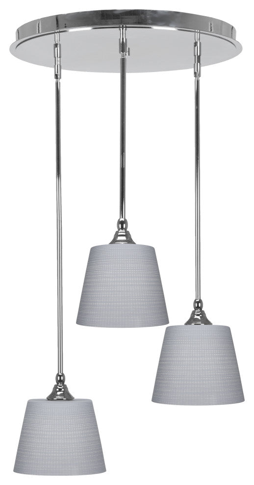 Empire 3-Light Cluster Pendalier, Chrome/Gray Matrix