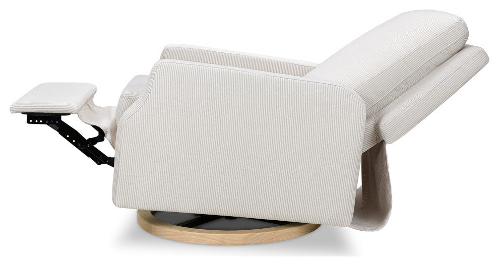 Crewe Electronic Recliner and Swivel Glider, Fog Chatham Stripe Performance Eco-Weave