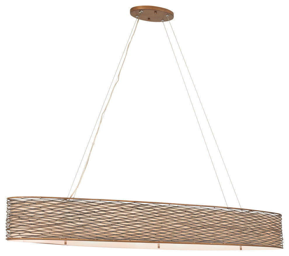 Varaluz-247N06HO-Six Light Linear Pendant Hammered Ore