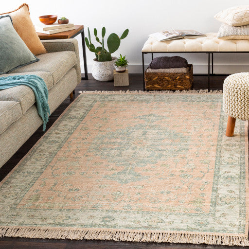 Surya Zainab ZAI-2305 5'x7'6" Rug, Camel/Cream/Sage/Dark Green/Lime/White