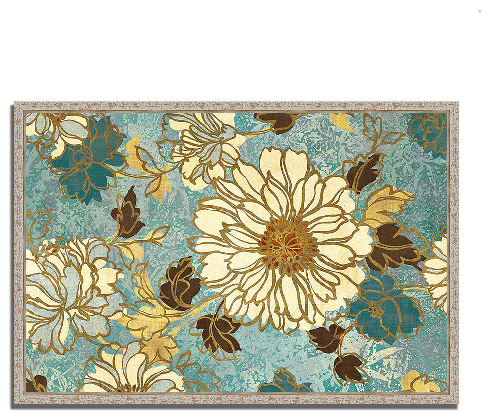 "Sophias Flowers Blue" By Wild Apple Portfolio, Giclee Print On Canvas