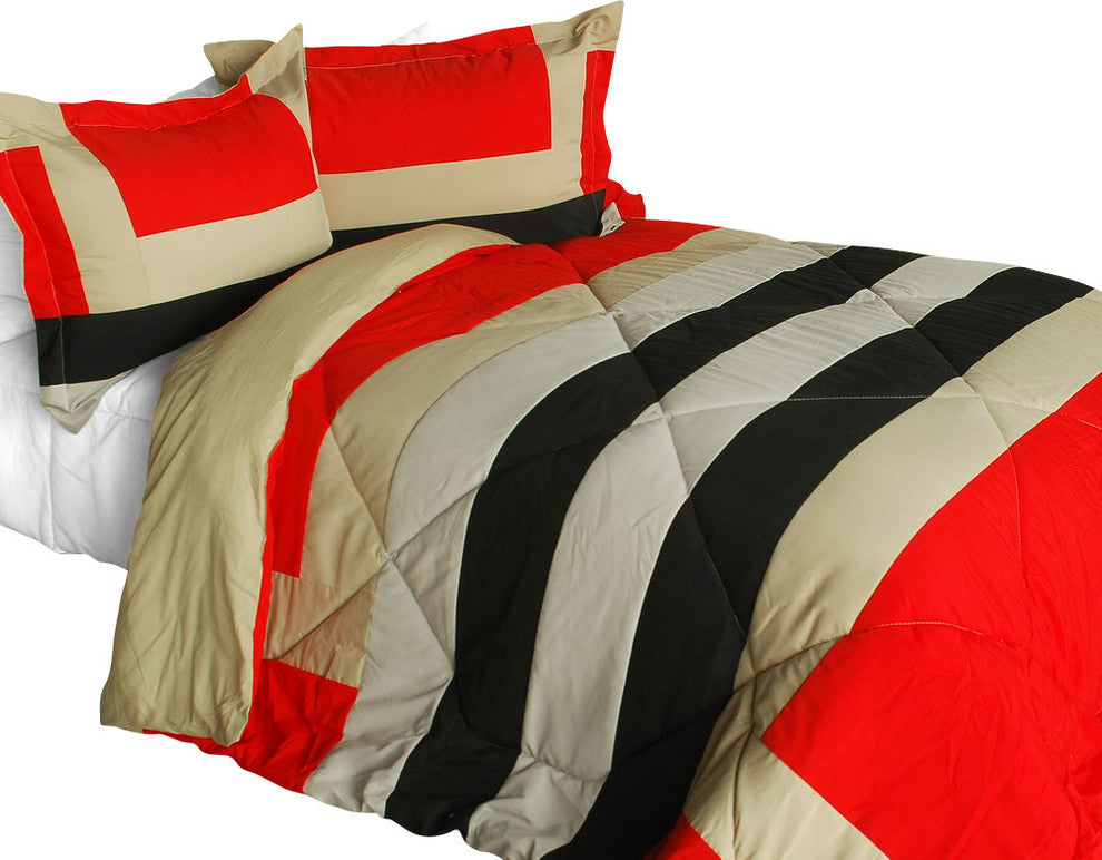 Home Prairie Quilted Patchwork Down Alternative Comforter Set-Twin