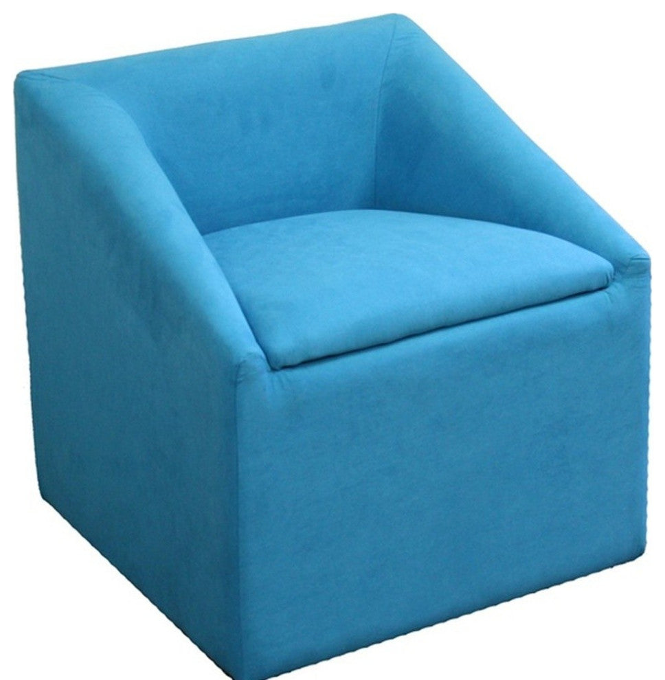 21" Modern Aqua Blue Cubed Accent Storage Chair