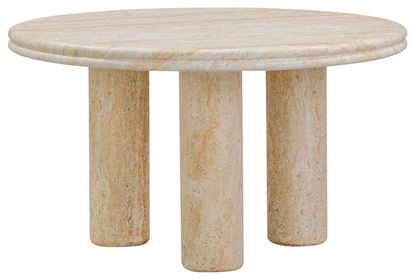 Amora Faux Travertine 26" Round Accent Table