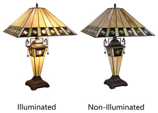 Giles Tiffany 3-Light Mission Double Lit Table Lamp 16" Shade