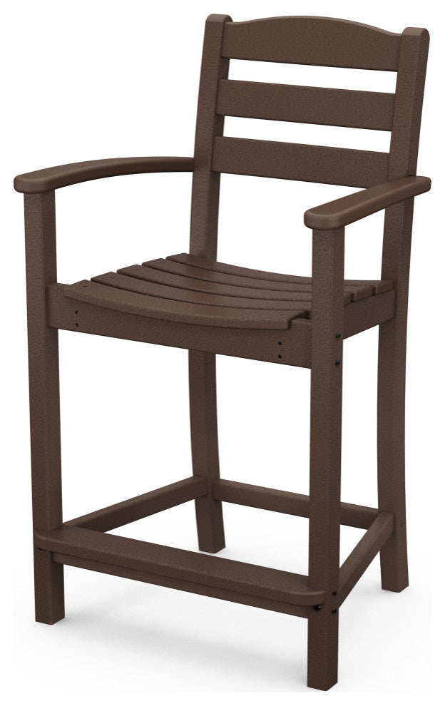 Polywood La Casa Cafe Counter Arm Chair, Mahogany