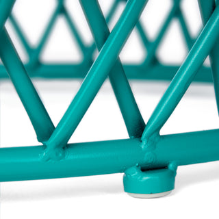 GDF Studio Alameda Outdoor 19" Diameter Lattice Iron Side Table, Matte Teal