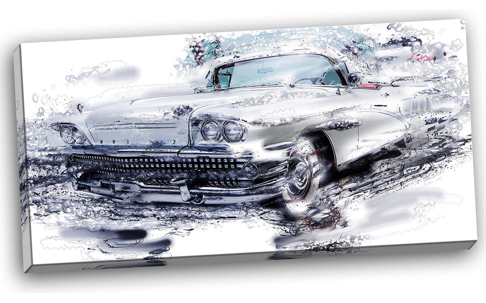 "Gray Muscle Car" Canvas Painting