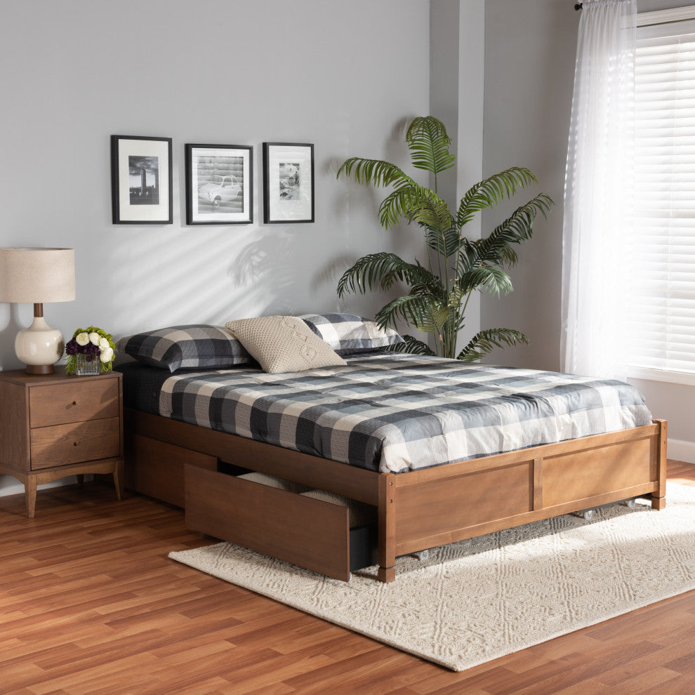 Yara Modern Brown Finished Wood Full Size 4-Drawer Platform Storage Bed Frame