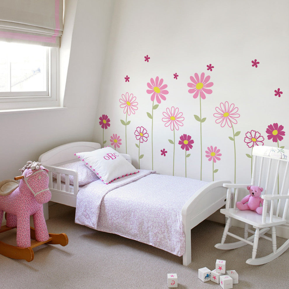 Daisy Flower Wall Decals, Color Scheme A