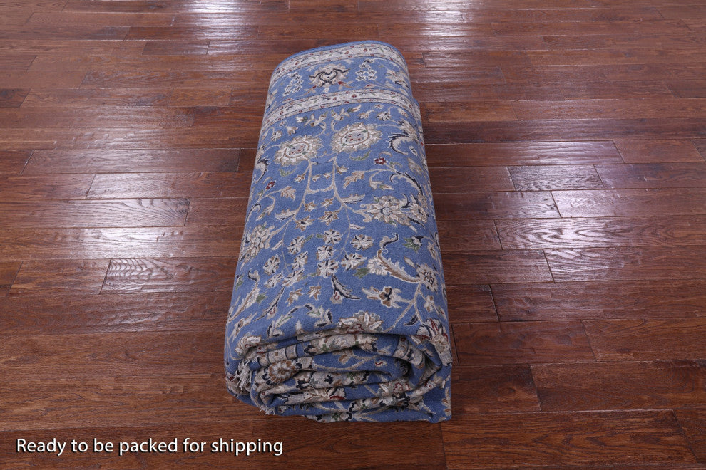 Hand-Knotted Wool & Silk Persian Nain Rug 7' 10" X 16' 2" - Q13123
