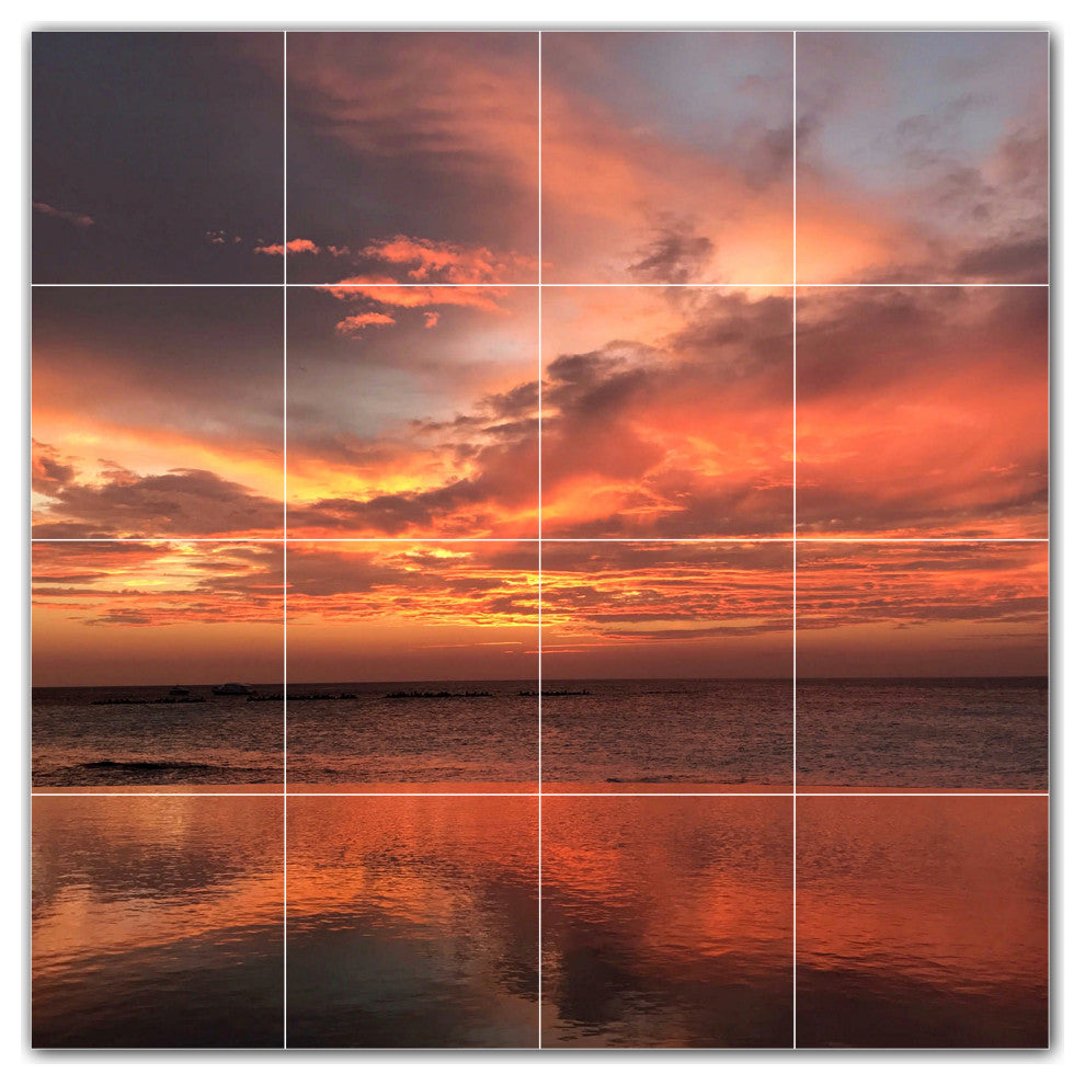 Sunset Ceramic Tile Wall Mural HZ500960-44XL. 48" x 48"