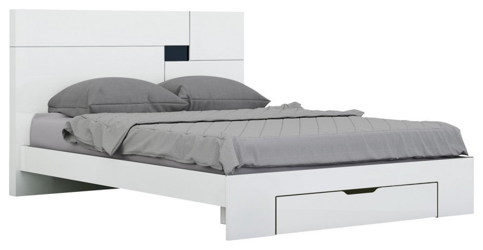 72" X 85" X 43" 4pc California King Modern White High Gloss Bedrooom Set