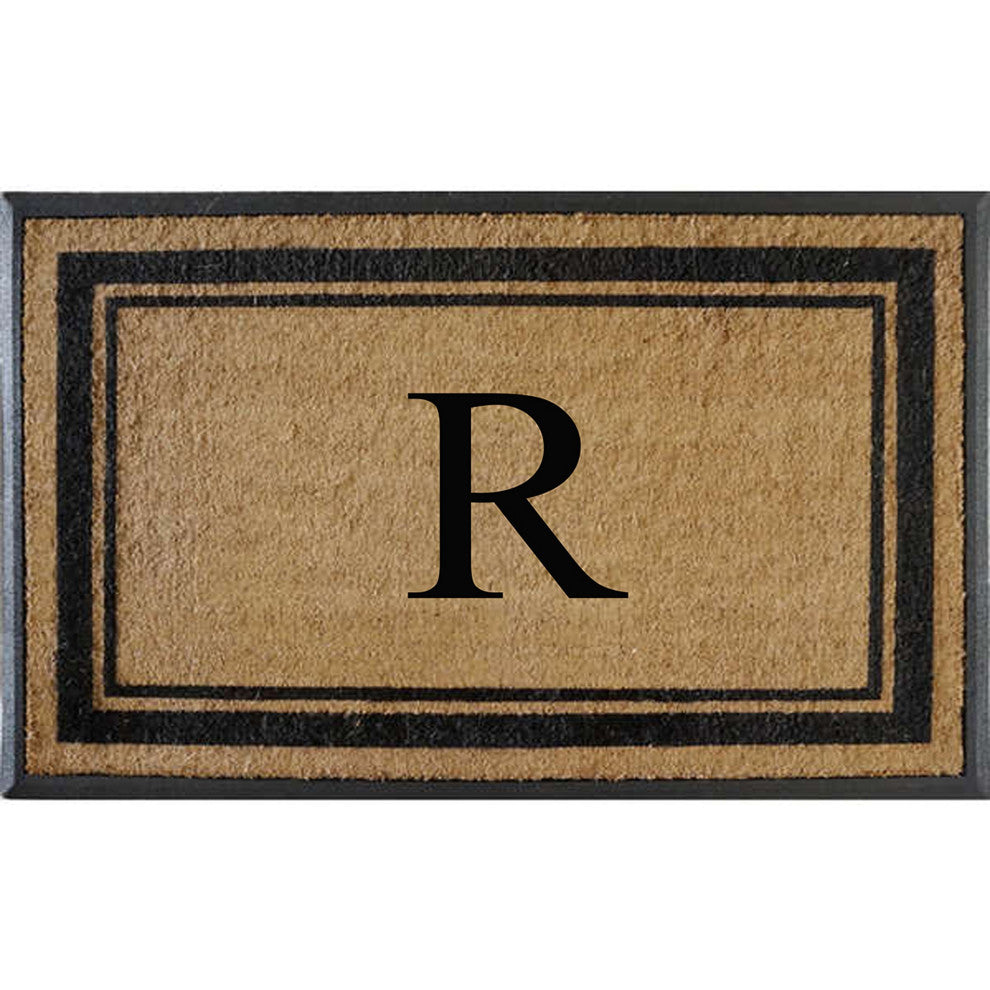 A1HC Markham Border Flocked Extra Large Monogrammed Doormat, 30"X48", R