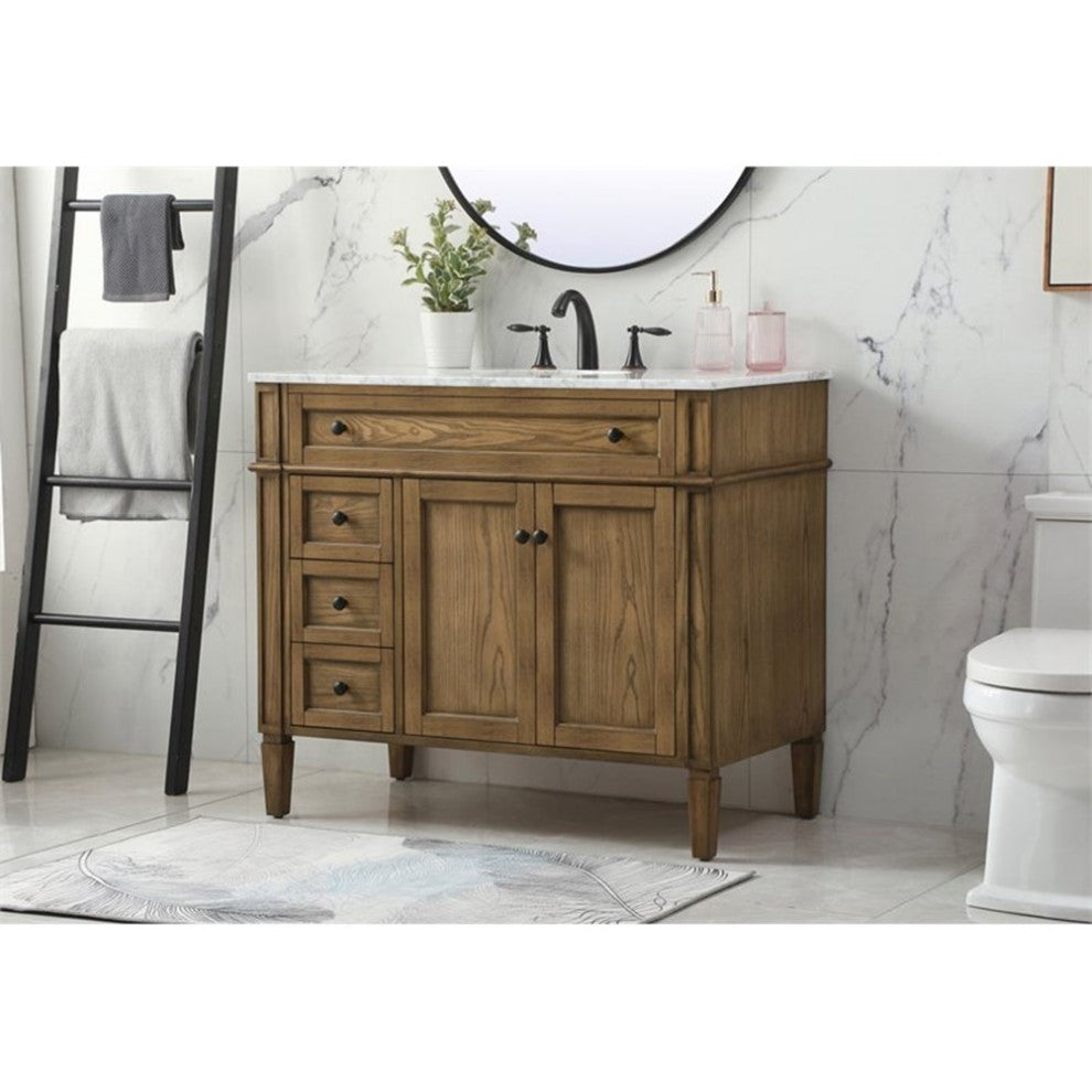 Elegant Decor Park Avenue 40" Aluminum MDF Single Bathroom Vanity in Driftwood