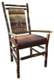 Hickory Log Dining Chair with Faux Brown Leather Seat, Set of 2, Medium Back, Bear Mountain, With Arms