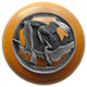 Crane Dance Wood Knob, Antique Brass, Maple Wood Finish, Antique Pewter
