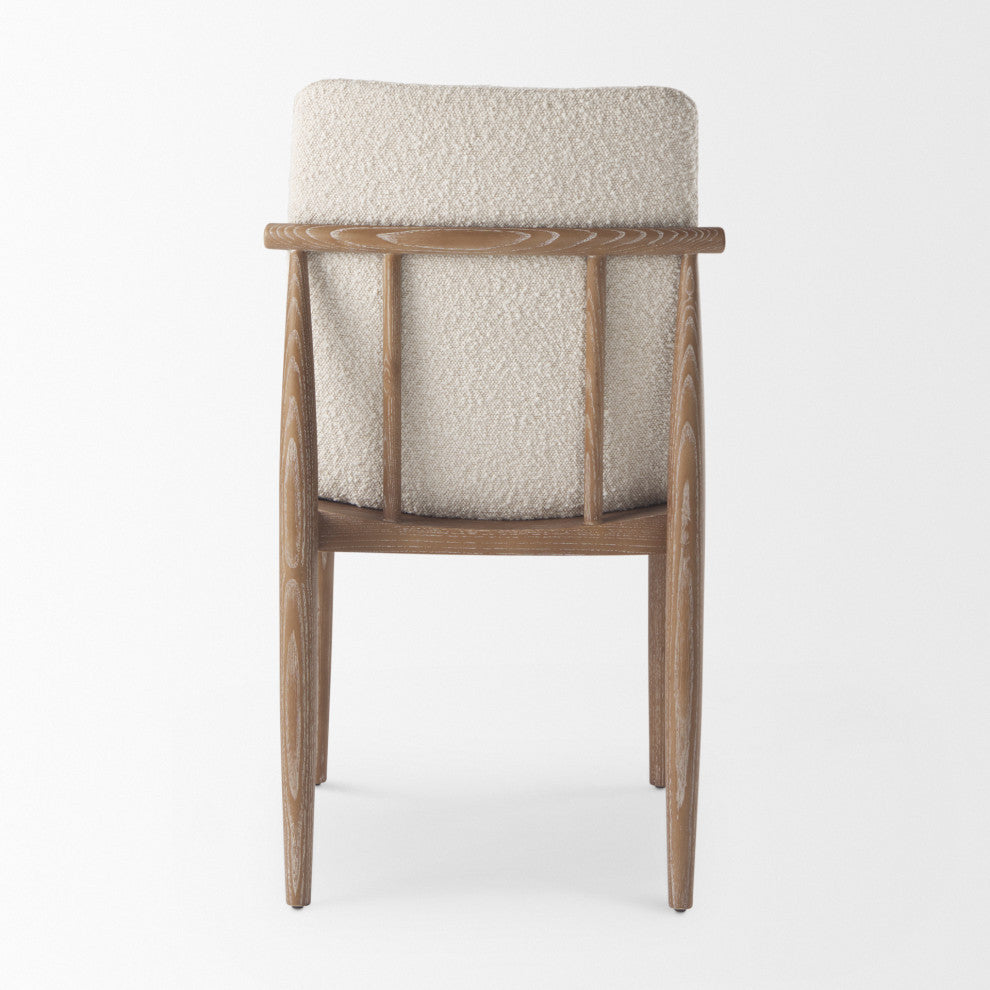 Cavett Cream Boucle Fabric With Medium Brown Wood Frame Dining Chair (Set of 2)