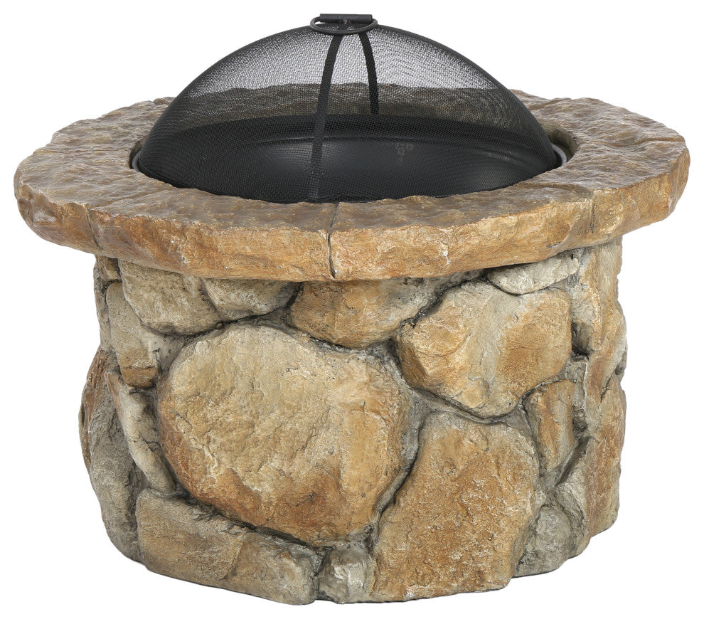 GDF Studio Taylor Outdoor Natural Stone Fire Pit