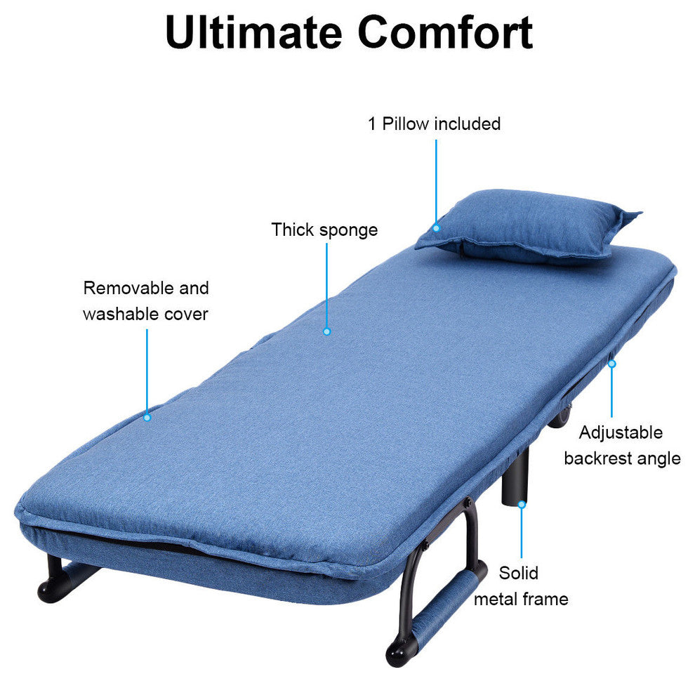 Costway Convertible Sofa Folding Arm Chair Sleeper Recliner Lounge Couch