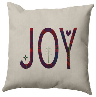 Plum Colored Joy Filled Season Christmas Polyester Throw Pillow, 16"x16"