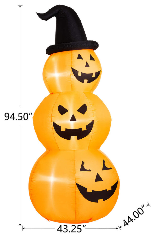 8' Lighted Inflatable Jack-O-Lantern Pumpkins Decor, Stacked Pumpkins