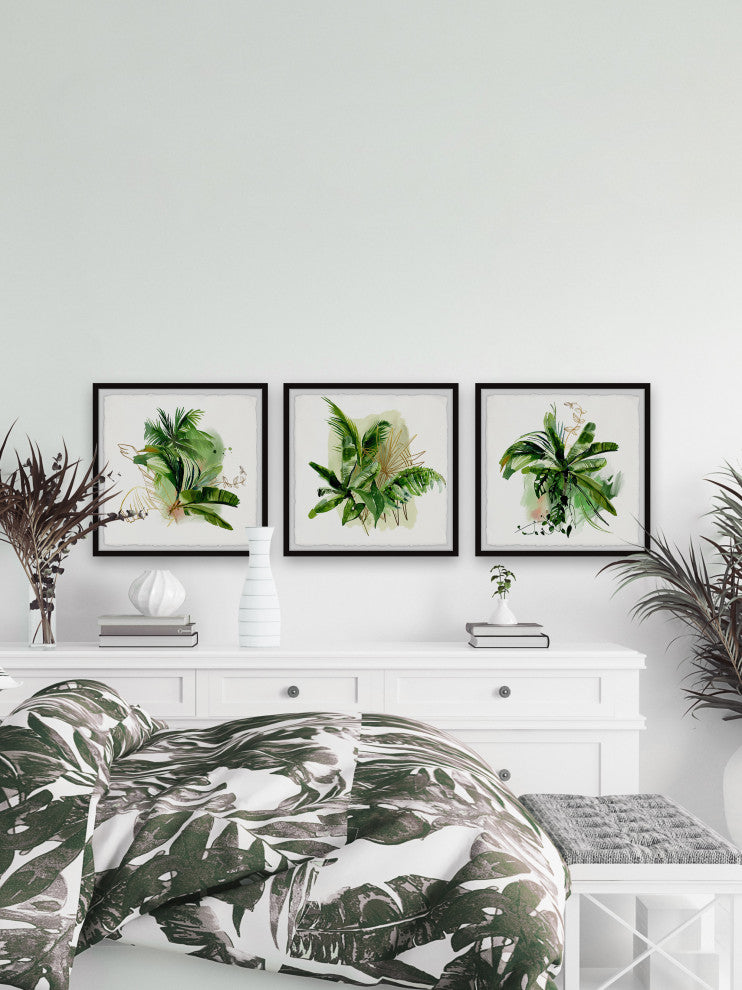 Coastal Greenery Triptych, 3-Piece Set, 18x18 Panels