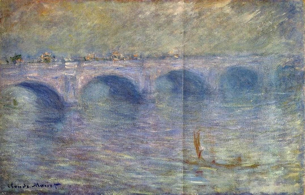 Claude Oscar Monet Waterloo Bridge in the Fog, 18"x27" Wall Decal