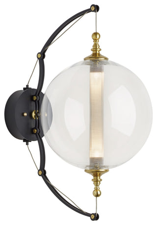 Otto Sphere Sconce, Brass w/ Black Finish, Clear Glass