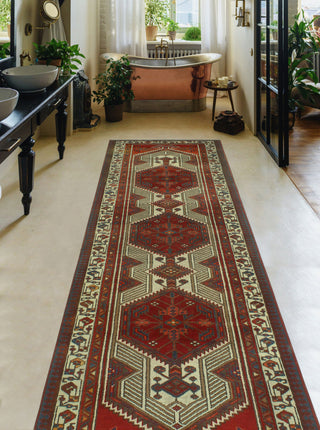 Fine Vintage Distressed Hamide Red/Ivory Runner, 3'3x10'10