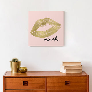 Muah Lips On Blush 12x12 Canvas Wall Art