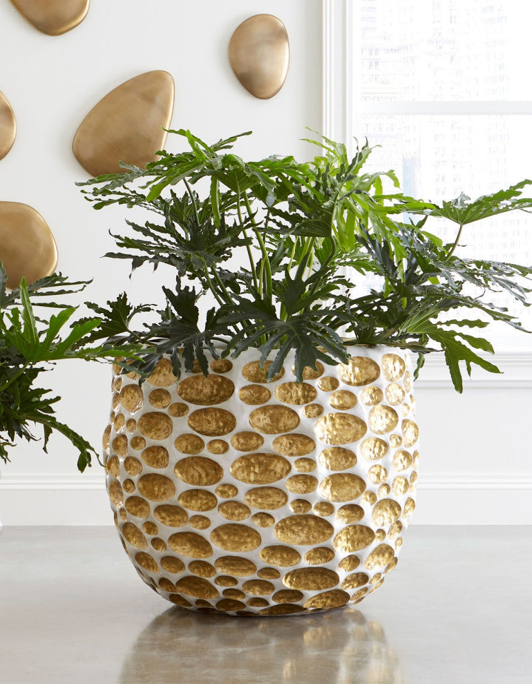 Bubbles Planter, Brass, White, Large
