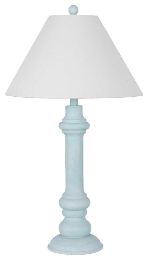 Polyresin 30" Table Lamp with Linen Shade, Light Blue (Set of 2)
