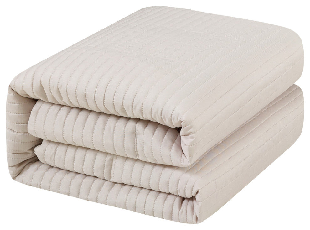 Felicia 3 Piece Comforter Set, Beige, King