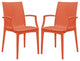 LeisureMod Weave Mace Indoor/Outdoor Chair With Arms, Set of 2