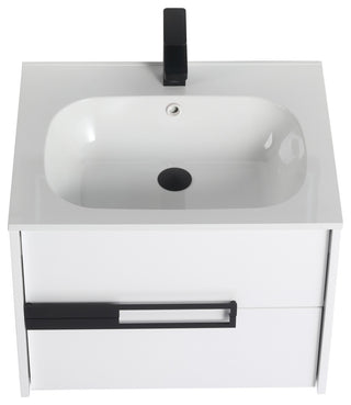 Brest Floating Bath Vanity with Sink, Wall Mounted Vanity and Sink, Glossy White, 24''