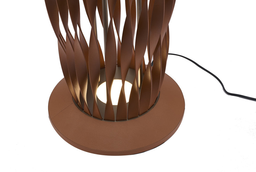 3-Light Black Iron LED Floor Lamp With Leather Accents