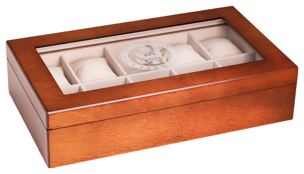 US Army Seal Brown Wood 10 Watch Case