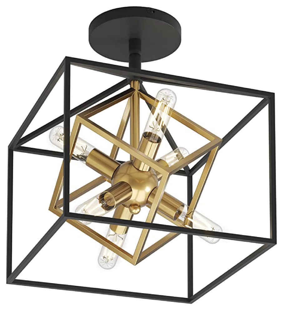 Black & Gold 6 light ceiling light Alloy Steel light fan fixtures ceiling