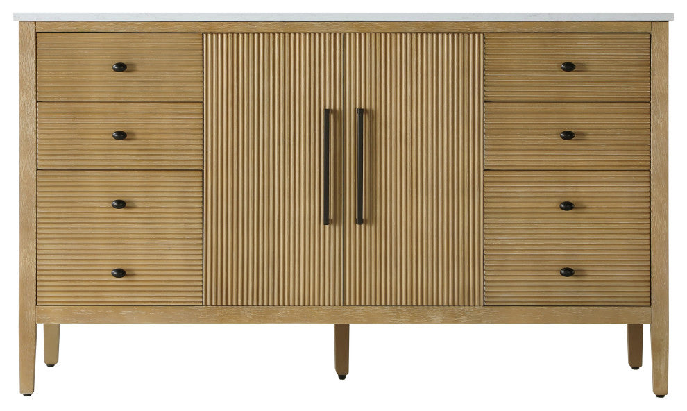 Home Living 60" Single Bathroom Vanity, Linen Oak