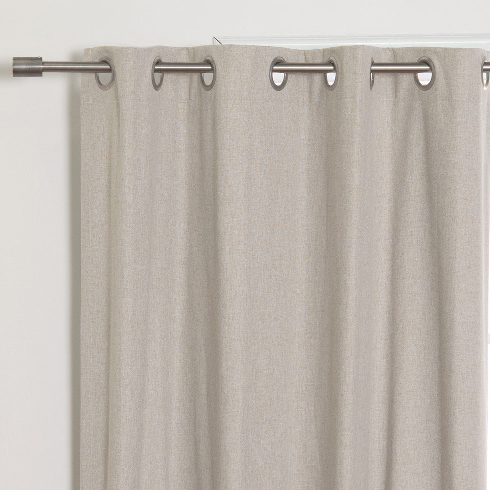 Linen Textured Grommet Thermal Total Blackout Curtains, Natural, 52"x63"