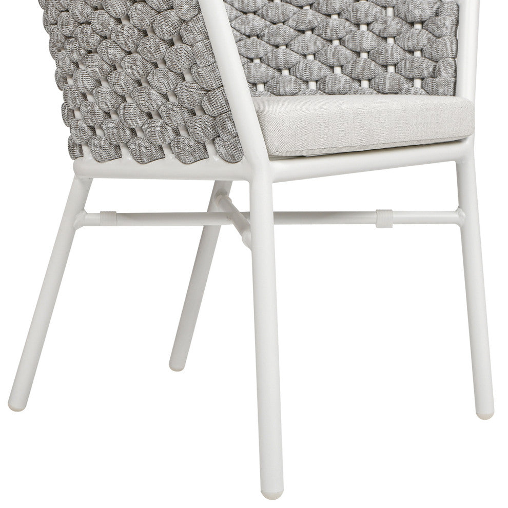 Rowan 24" Weaving Rope Outdoor Patio Dining Chairs, Set of 2, Optic White Acrylic