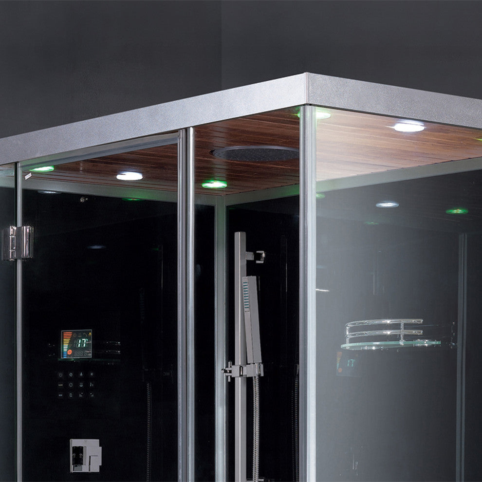 Platinum Black Steam Shower, Black, Right Shower