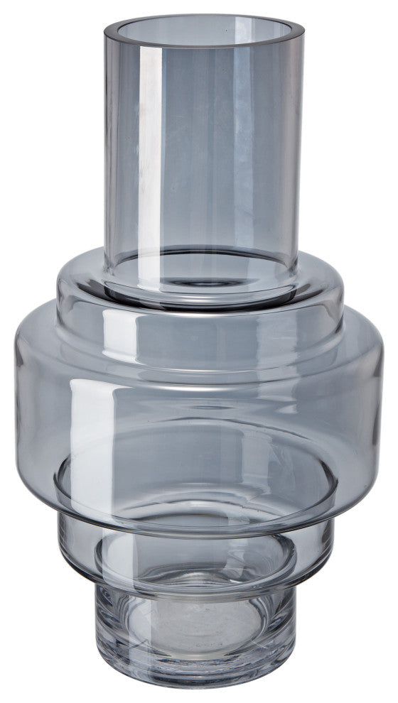 Benzara BM285601 Alma 14" Vase, Geometric Design, Silver Luster Glass Frame