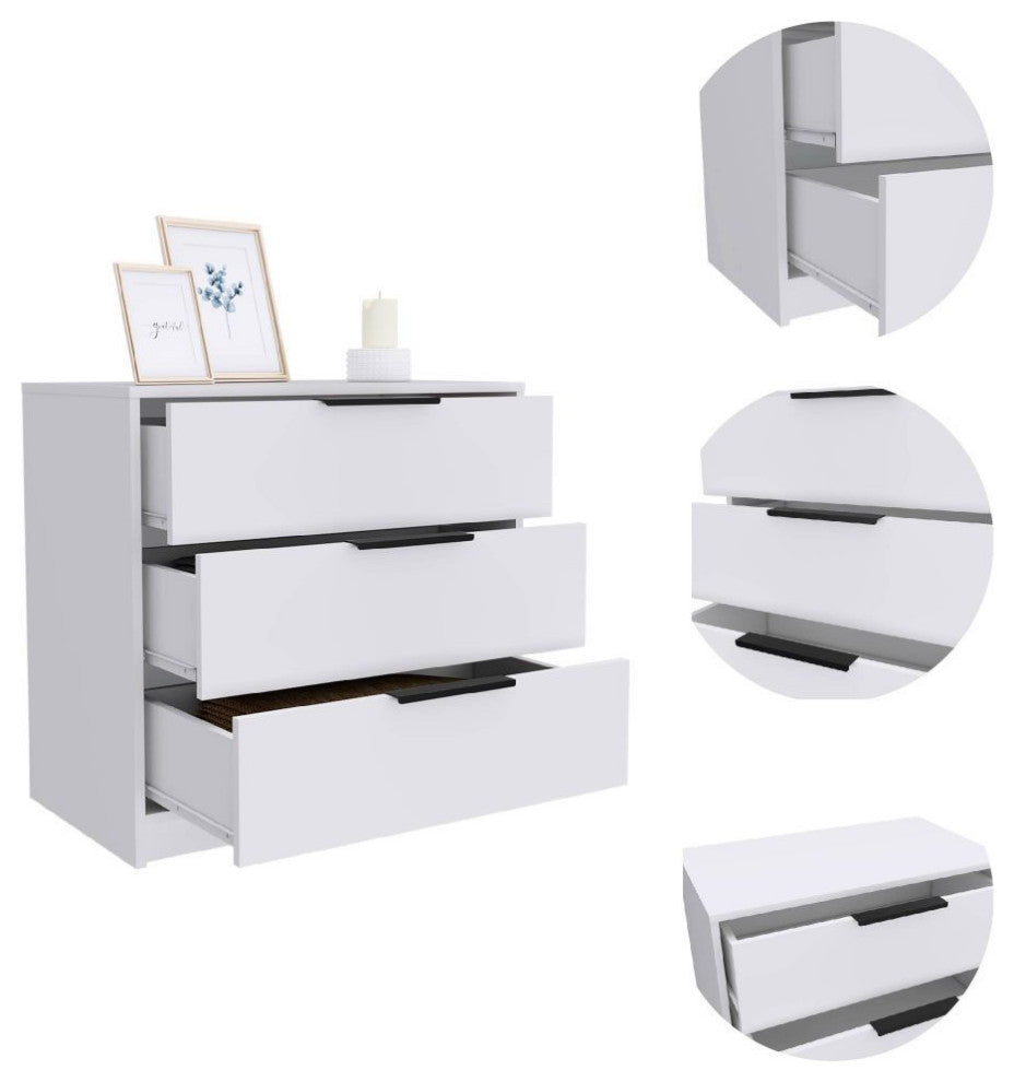 Egeo 3 Drawers Dresser, White